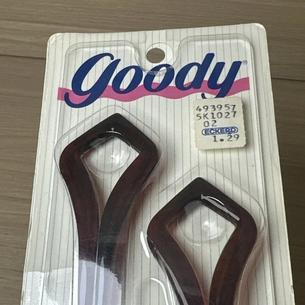 GOODY 2 Chignon Hair Pins Faux Tortoise Plastic Vintage 1993 New In Pkg Made USA